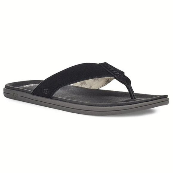 NEW UGG Size 13 Men's Brookside Suede Flip Flops - Black - Picture 1 of 6